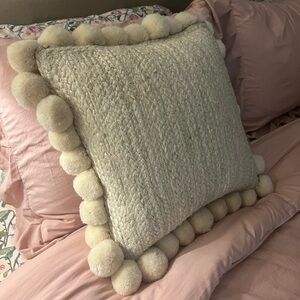 Anthropologie Pommed Jute Pillow (Ivory)